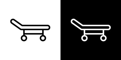 Stretcher icon stroke vector icon simple black style, illustration.
