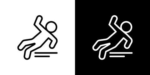 Slippery floor icon stroke vector icon simple black style, illustration.