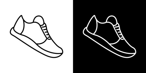 Shoes icon stroke vector icon simple black style, illustration.