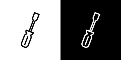 Screwdriver icon stroke vector icon simple black style, illustration.