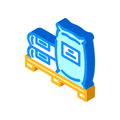 bag pallet cement isometric icon vector illustration