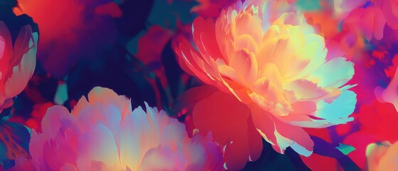 vibrant summer floral digital art petals high contrast