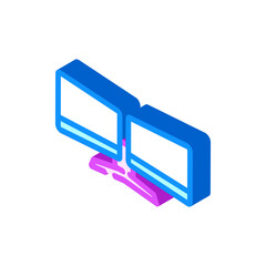 dual monitor setup gaming pc isometric icon vector illustration