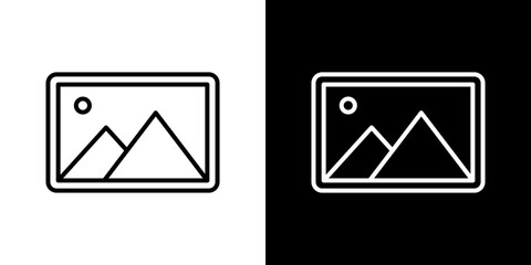 Picture icon stroke vector icon simple black style, illustration.