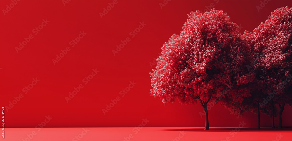 Poster this image shows a red tree against a pure red background, simple yet visually striking, creating a 