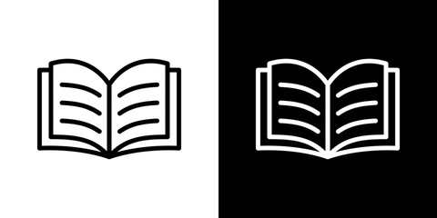 open book icon stroke vector icon simple black style, illustration.