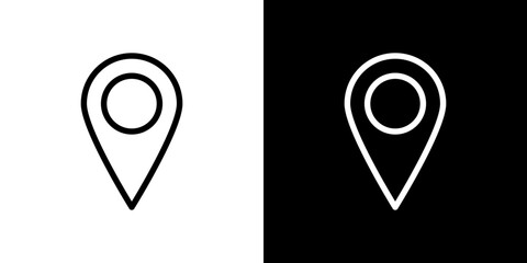 Navigation pin icon stroke vector icon simple black style, illustration.