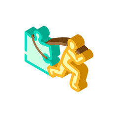 human jigsaw puzzle isometric icon vector illustration