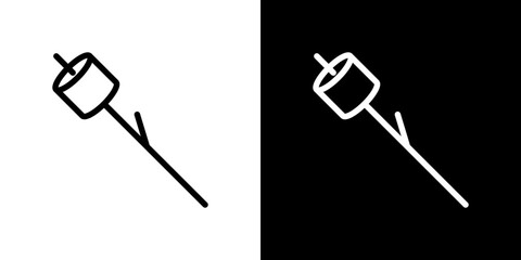 Marshmallow icon stroke vector icon simple black style, illustration.
