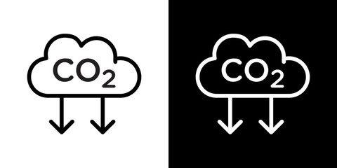Low carbon dioxide icon stroke vector icon simple black style, illustration.
