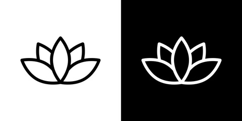 Lotus icon stroke vector icon simple black style, illustration.