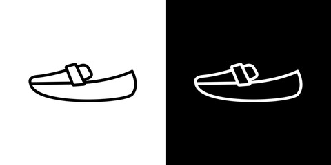 Loafer icon stroke vector icon simple black style, illustration.