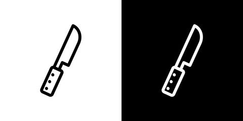 Kitchen knife icon stroke vector icon simple black style, illustration.