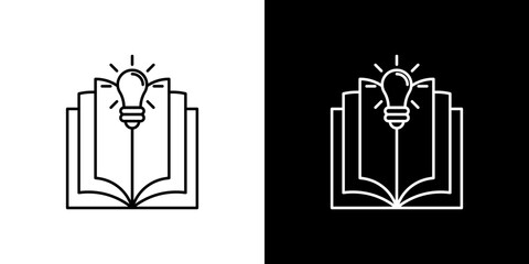 Knowledge icon stroke vector icon simple black style, illustration.