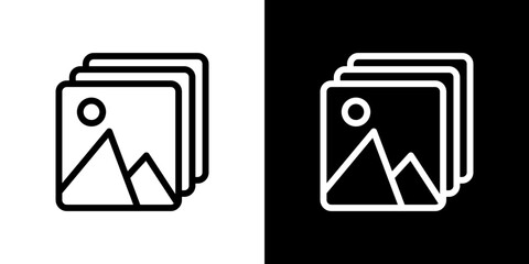 Image icon stroke vector icon simple black style, illustration.