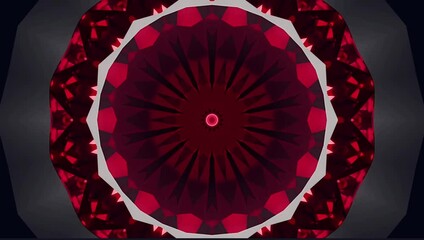 Red and black kaleidoscopic mandala with sharp geometric symmetry and glowing accents. The vivid radial design conveys energy and depth, ideal for abstract or futuristic themes - Powered by Adobe