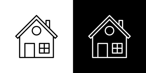 House icon stroke vector icon simple black style, illustration.