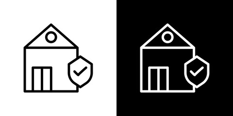 Home insurance icon stroke vector icon simple black style, illustration.