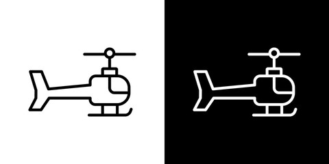 Helicopter icon stroke vector icon simple black style, illustration.