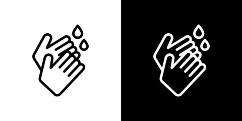 Handwashing icon stroke vector icon simple black style, illustration.