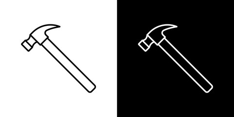 Hammer icon stroke vector icon simple black style, illustration.