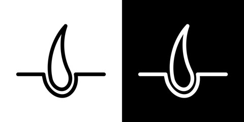 Hair icon stroke vector icon simple black style, illustration.