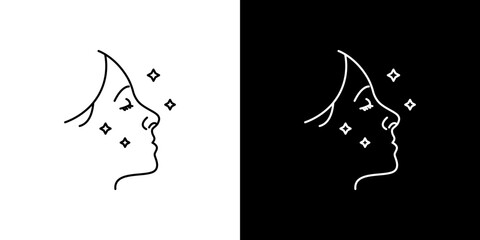 Glowing skin icon stroke vector icon simple black style, illustration.