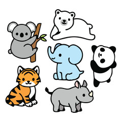 set of cartoon animals