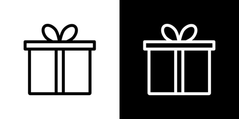Gift icon stroke vector icon simple black style, illustration.