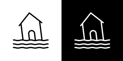 Flood icon stroke vector icon simple black style, illustration.