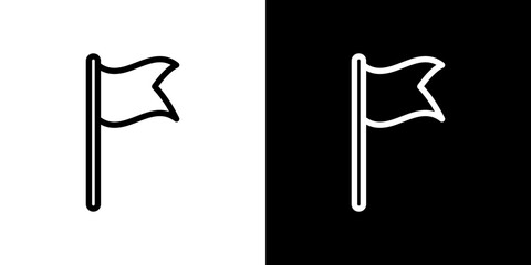 Flag icon stroke vector icon simple black style, illustration.