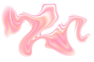 Fluid pink neon glowing futuristic flowing wave form, iridescent striped holographic liquid splash isolated PNG design element, transparent background. Dream glow abstract geometric shape.