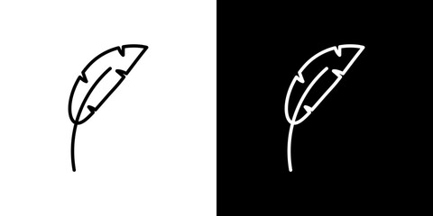 Feather icon stroke vector icon simple black style, illustration.