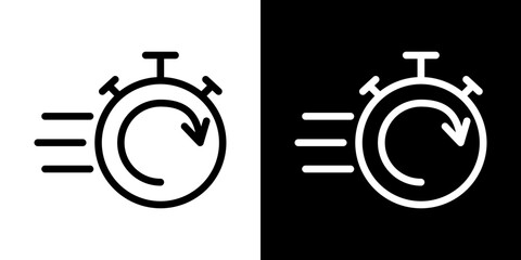 Fast processing icon stroke vector icon simple black style, illustration.