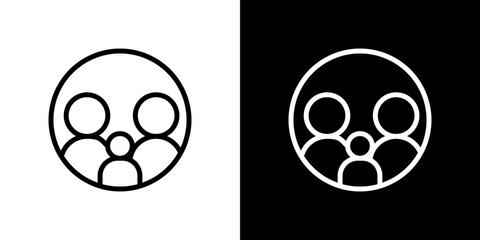 Family insurance icon stroke vector icon simple black style, illustration.