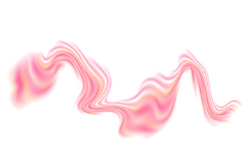 Fluid pink neon glowing futuristic flowing wave form, iridescent striped holographic liquid splash isolated PNG design element, transparent background. Dream glow abstract geometric shape.
