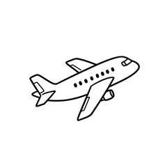 Cartoon Airplane Line Drawing Icon Vector Isolated on White Background