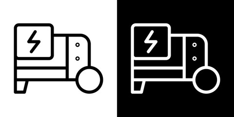 Electric generator icon stroke vector icon simple black style, illustration.