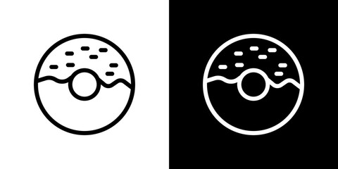 Donut icon stroke vector icon simple black style, illustration.