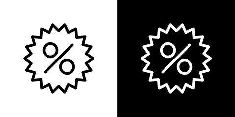 Discount icon stroke vector icon simple black style, illustration.