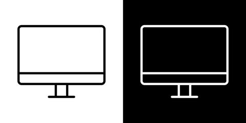 Desktop icon stroke vector icon simple black style, illustration.