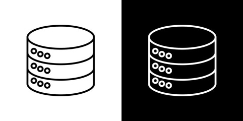 Database icon stroke vector icon simple black style, illustration.