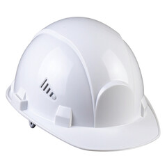 White construction helmet isolated on a transparent background