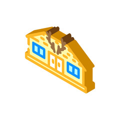 hunting cabin wooden isometric icon vector illustration
