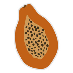 Ripe papaya abstract minimal style for sticker, icon, sign and more decorate.
