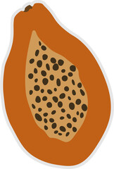 Ripe papaya abstract minimal style for sticker, icon, sign and more decorate.