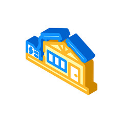 off grid cabin wooden isometric icon vector illustration