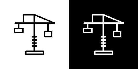 Construction crane icon stroke vector icon simple black style, illustration.