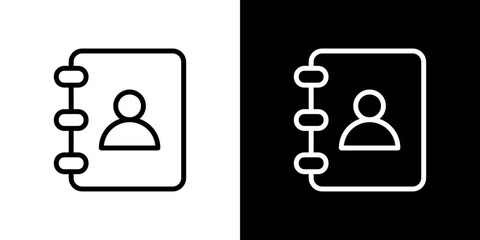 Contact book icon stroke vector icon simple black style, illustration.