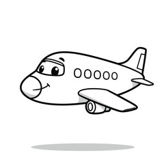 Cartoon Airplane Line Drawing Icon Vector Isolated on White Background